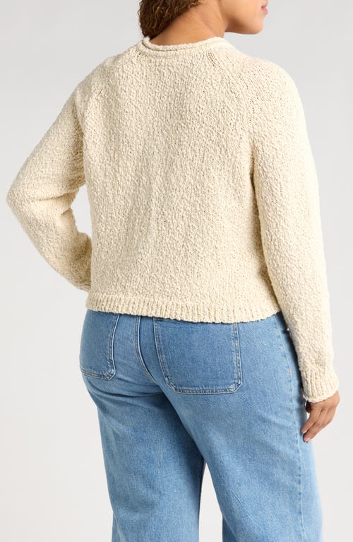 Treasure & Bond Fitted Crewneck Cardigan In Ivory Dove
