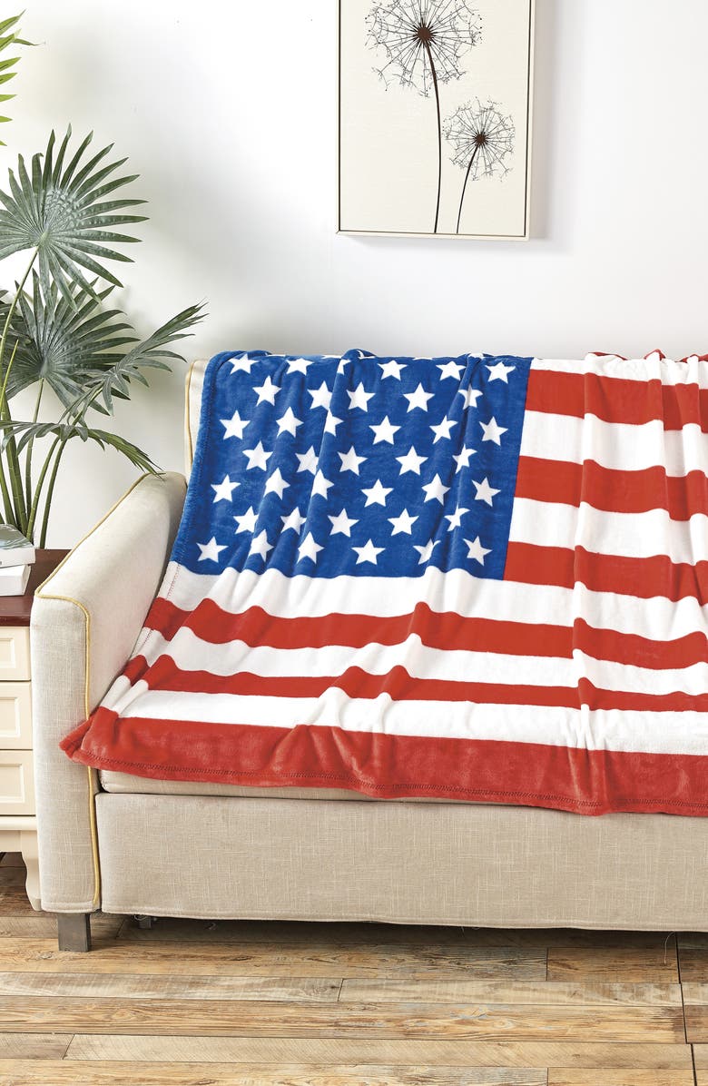 Luxury Home American Flag Plush Fleece Throw Blanket, Alternate, color, Red/White/Blue