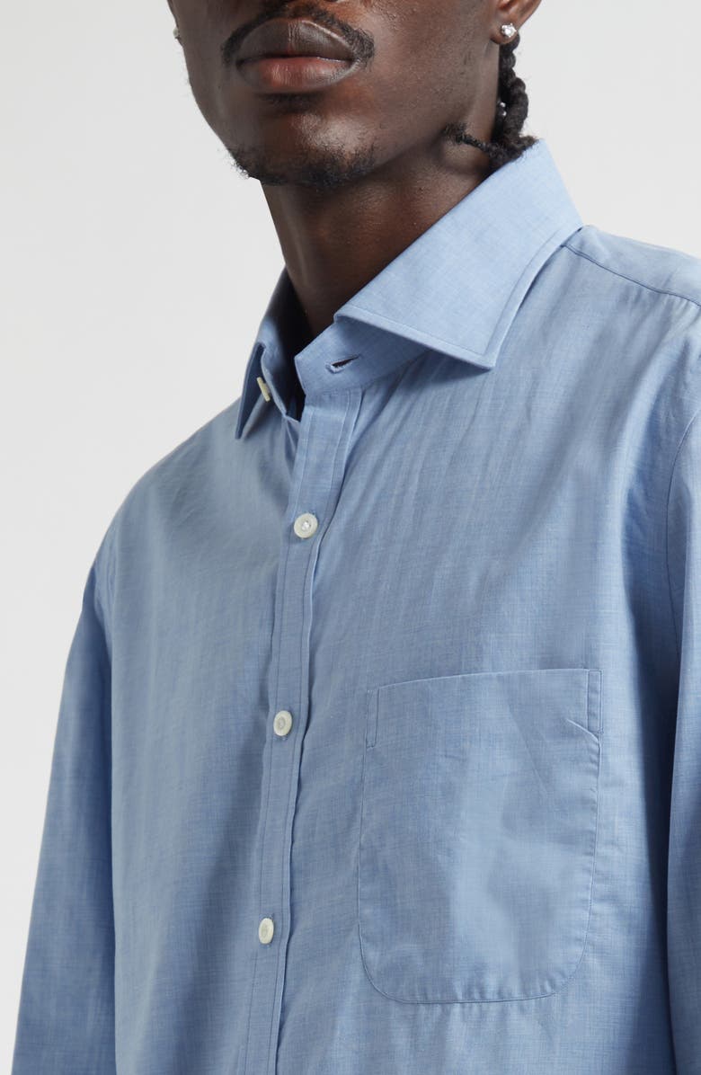 ISAIA Cotton Button-Up Shirt, Alternate, color, Light Blue 05
