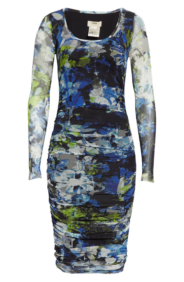 Fuzzi Floral Ruched Long Sleeve Dress, Alternate, color,