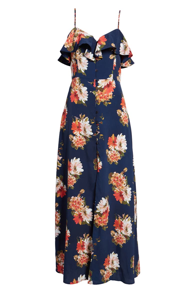 Floral Maxi Dress, Alternate, color, NAVY CORAL