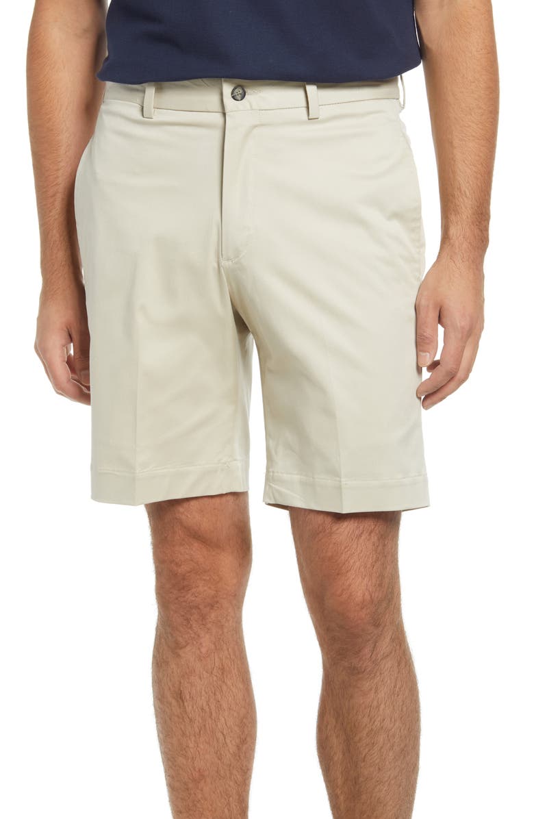 Berle Charleston Khakis Flat Front Stretch Twill Shorts, Main, color, Stone