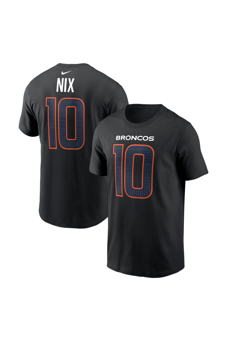 Men's Nike Bo Nix Black Denver Broncos Carbon Name & Number T-Shirt, Main, color, Black