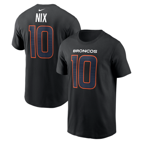 Men's Nike Bo Nix Black Denver Broncos Carbon Name & Number T-Shirt