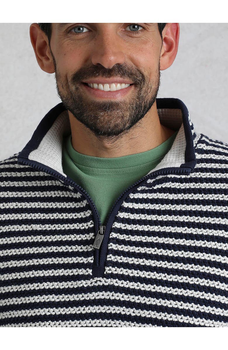 Weird Fish Shorling 1/4 Zip Stripe Macaroni, Alternate, color, Ecru