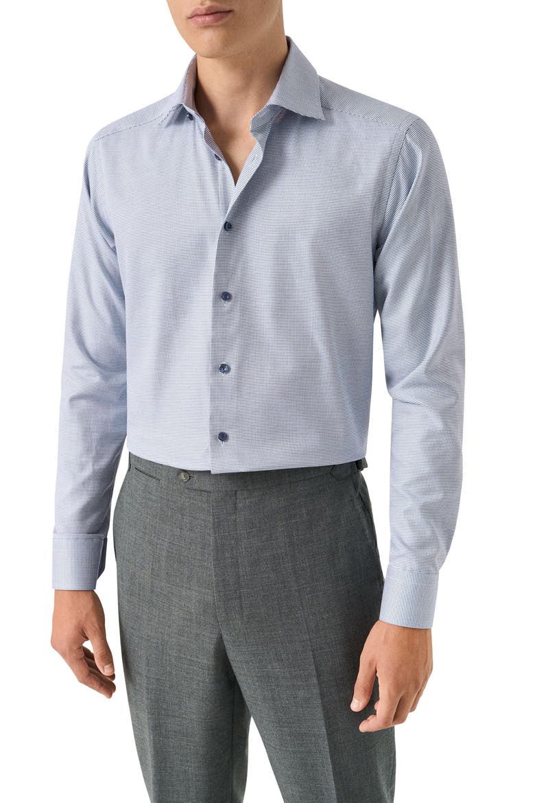 Contemporary Fit Textured Twill Button-Up Shirt, Main, color, NAVY