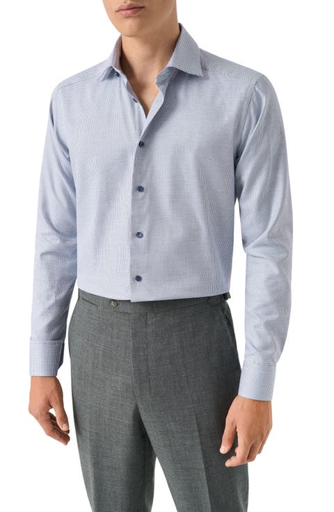 Contemporary Fit Micropattern Crease Resistant Cotton Dobby Dress Shirt