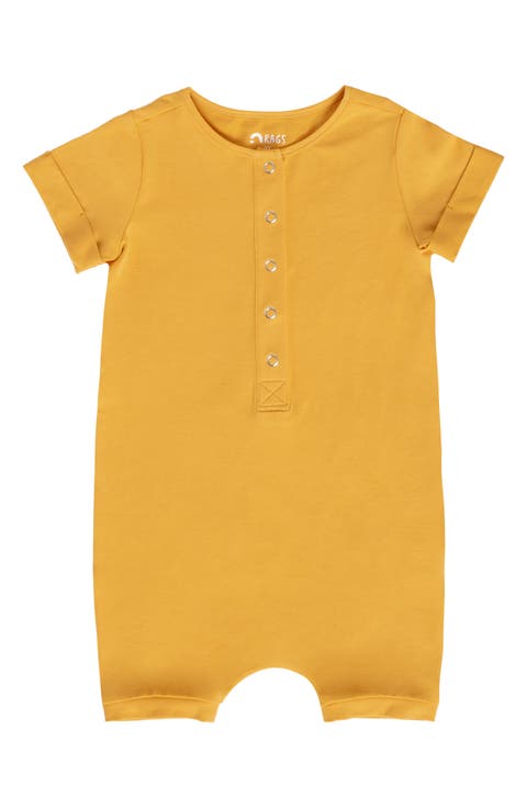 Essentials Rolled Short Sleeve Henley Romper (Baby)