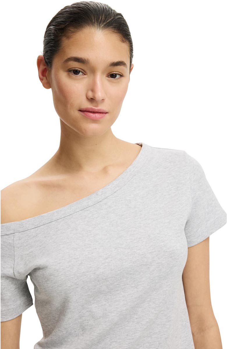 Cotton On Women's Arlie Asymmetric Short Sleeve, Alternate, color, Grey Marle