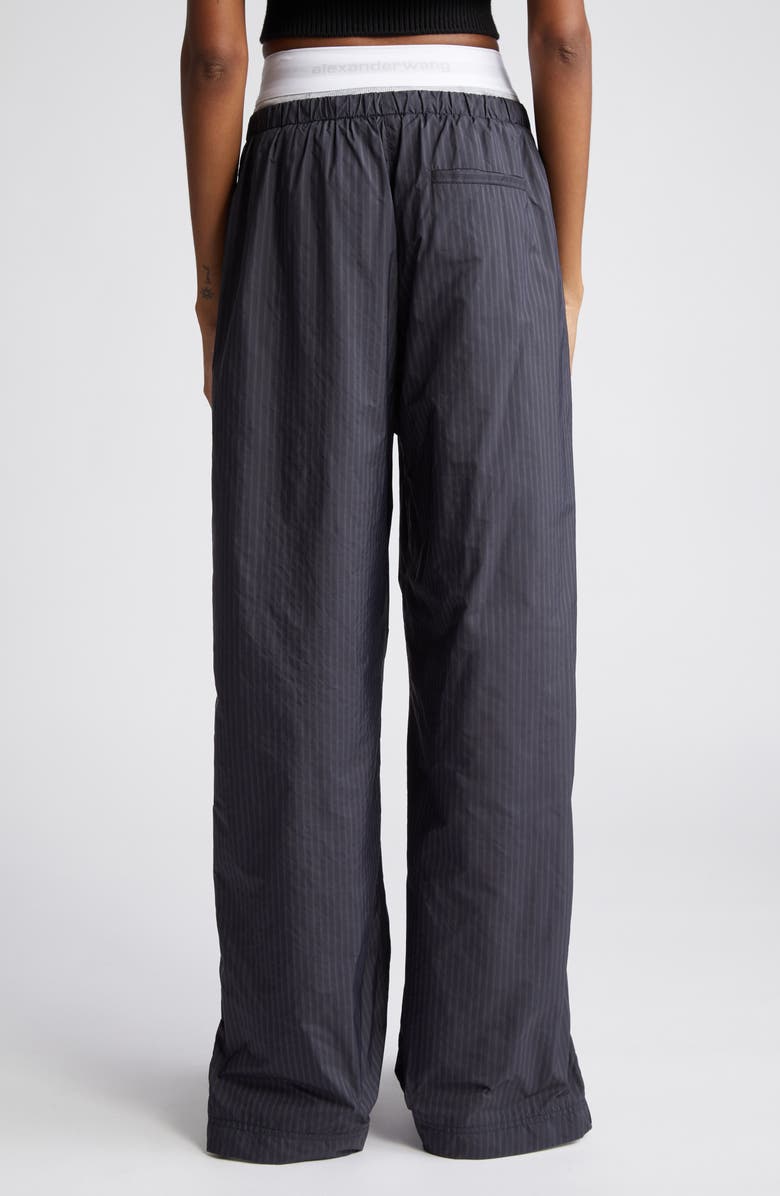 Alexander Wang Baggy Stripe Logo Elastic Waist Track Pants, Alternate, color, 