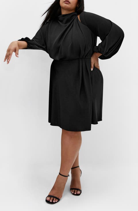 Jaylee Shoulder Cutout Long Sleeve Dress (Plus)