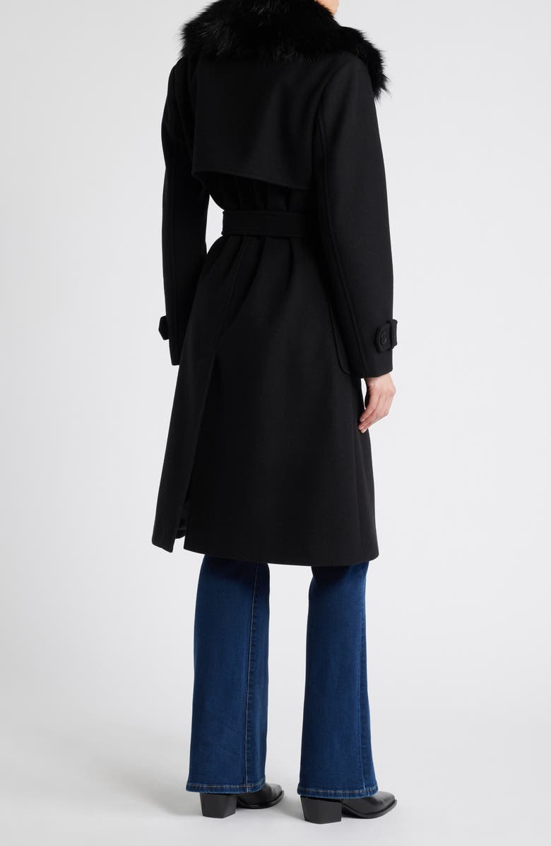 BCBG Max Azria Belted Coat with Removable Faux Fur Collar, Alternate, color,