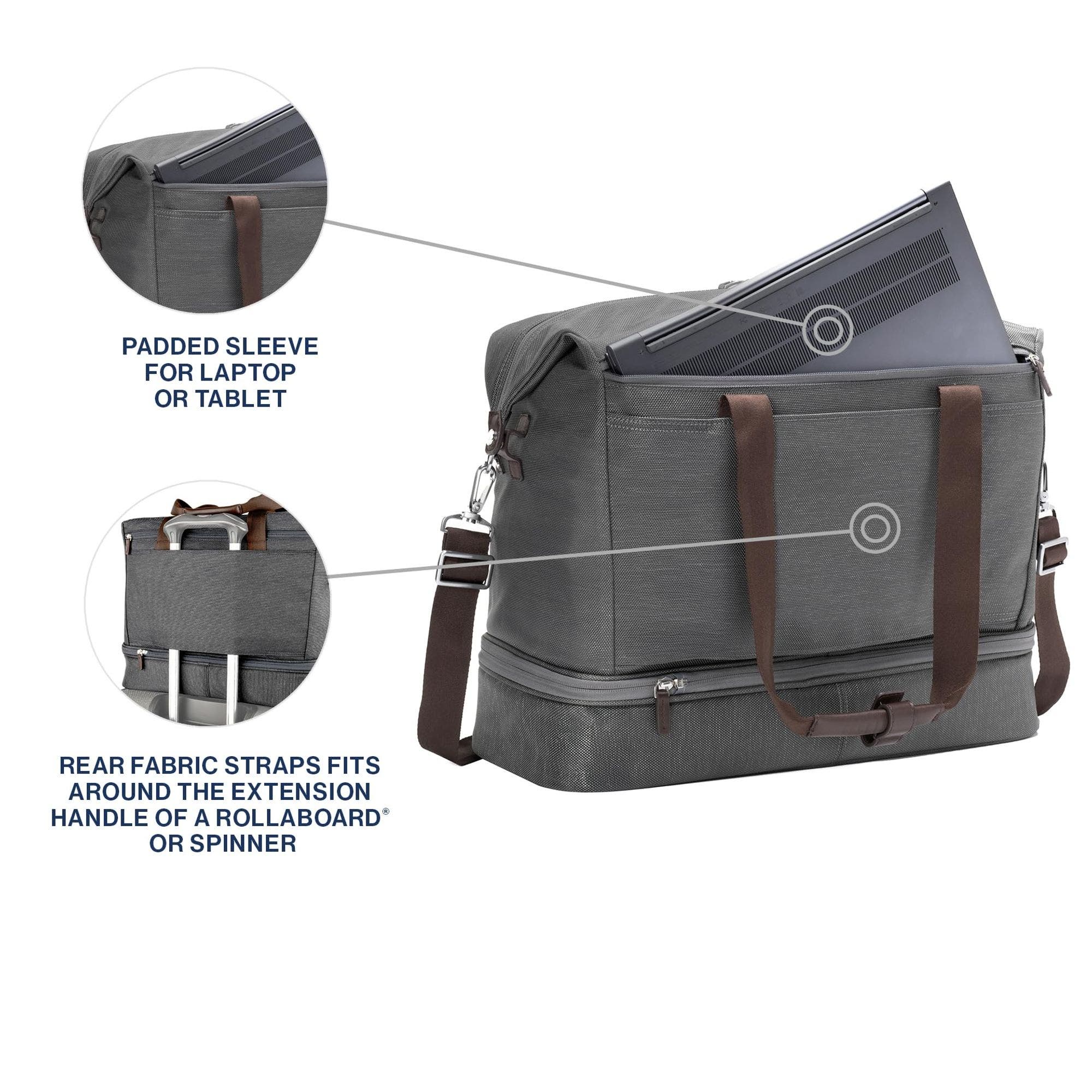 Platinum Elite Soft 18.5" Carry on Travel Drop Bottom Weekender Duffel Bag, Alternate, color, Vintage Grey