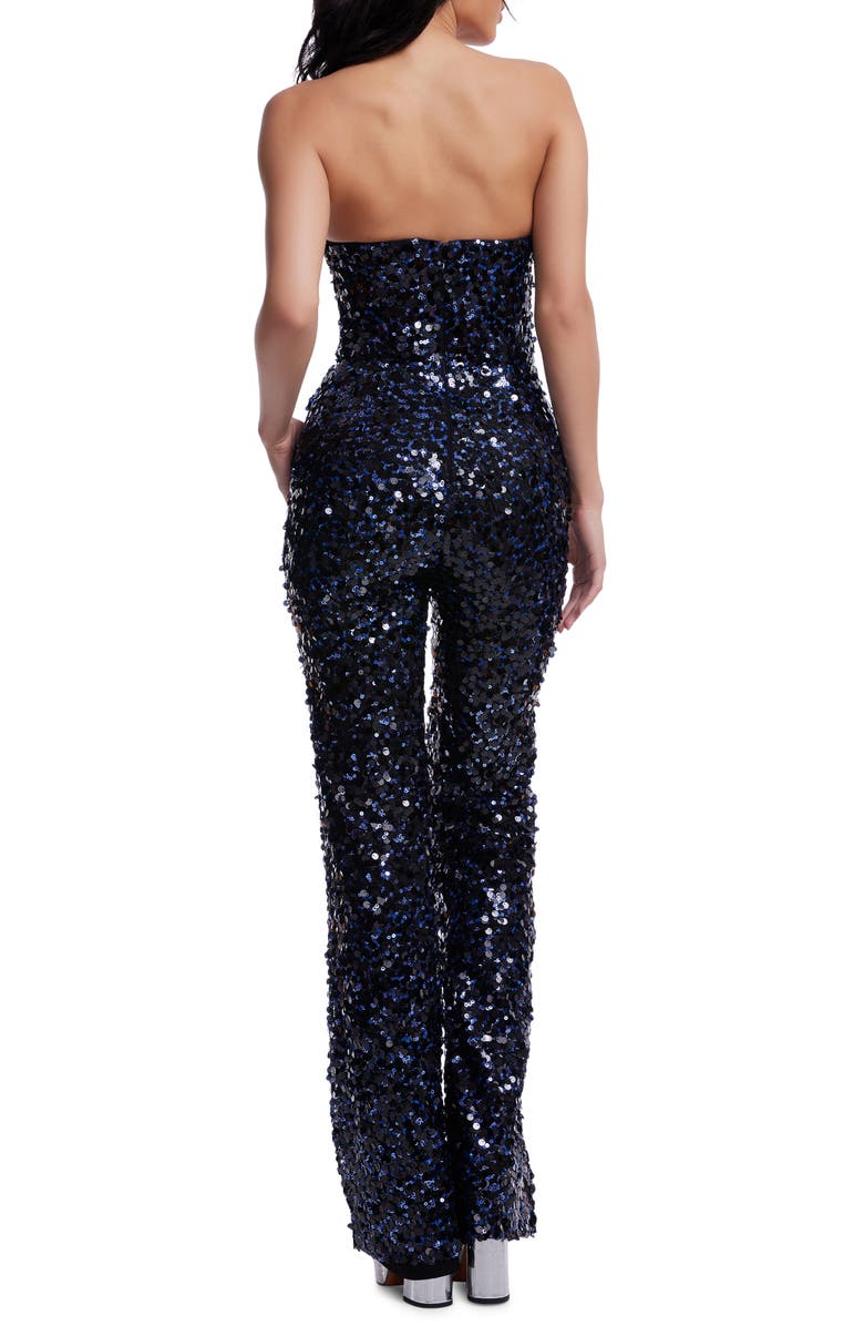 Dress the Population Fernanda Sequin Strapless Jumpsuit, Alternate, color, Navy Multi