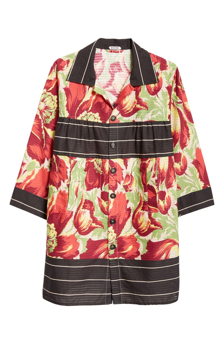 Bode Hibiscus Stripe Cotton Mini Shirtdress, Alternate, color, 