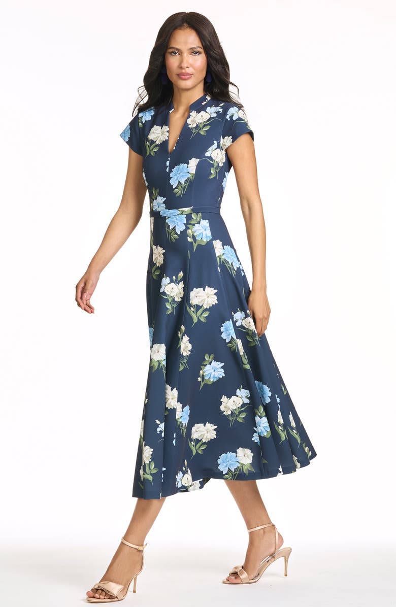 Sachin & Babi Jasmeen Floral Midi Dress, Alternate, color, Maritime Corsage