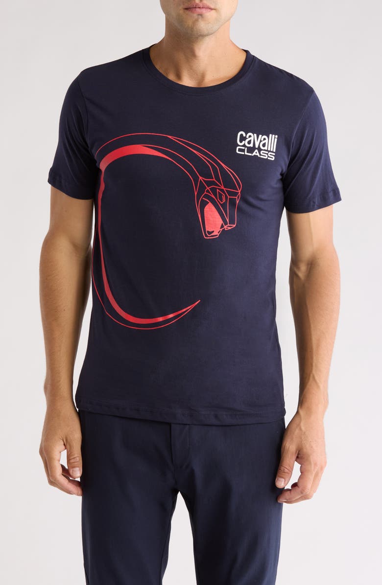 Cavalli Class Stretch Cotton Graphic T-Shirt, Main, color,