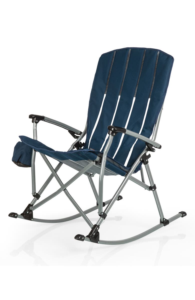 Picnic Time Outdoor Navy Rocking Camp Chair, Main, color, Blue