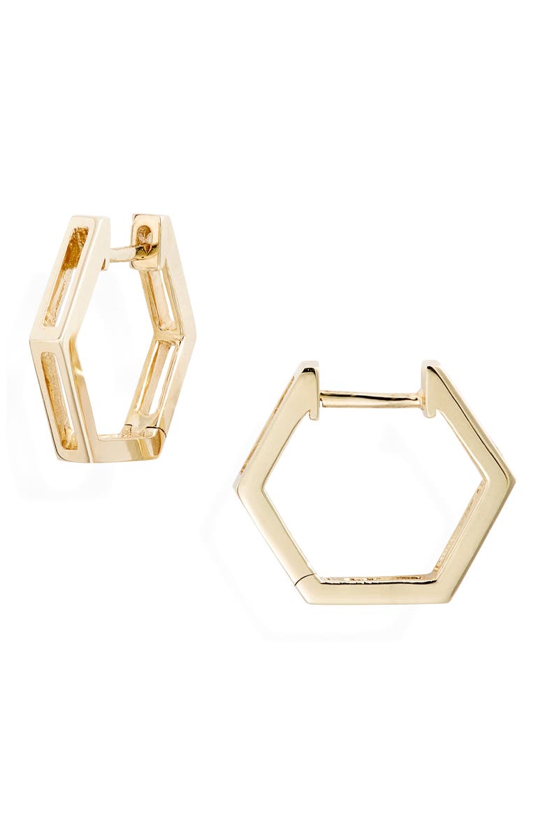 Hexagonal Split Hoop Earrings, Main, color, YELLOW GOLD
