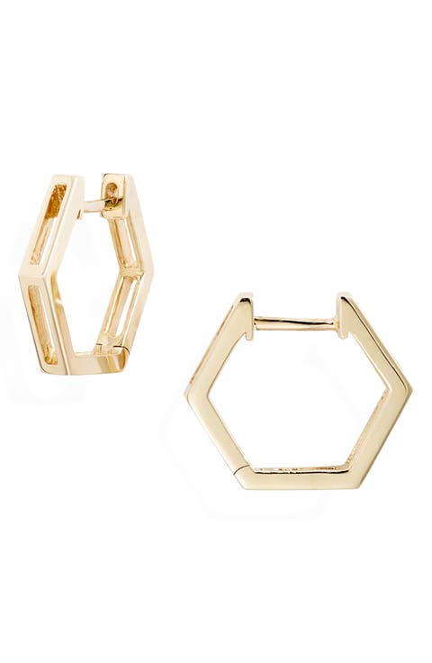 Hexagonal Split Hoop Earrings