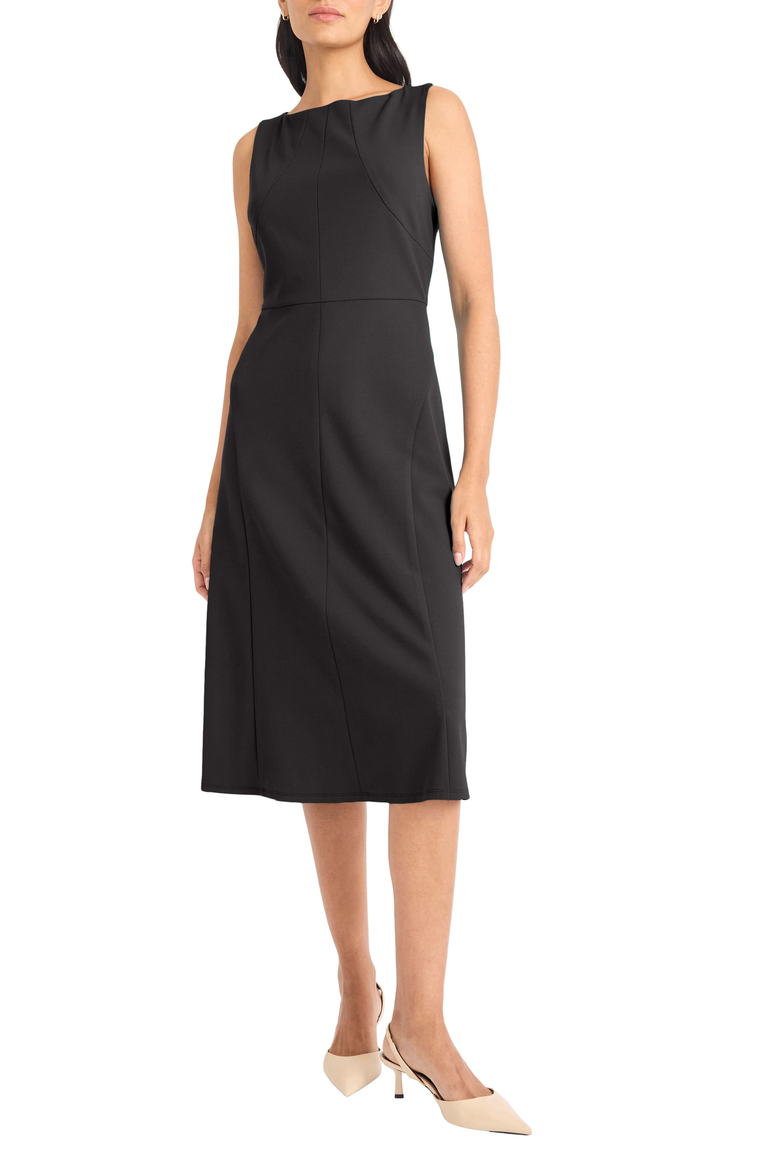 Maggy London Boat Neck Sleeveless Fit & Flare Dress