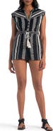 Elan Sleeveless Button-Up Cotton Cover-Up Romper