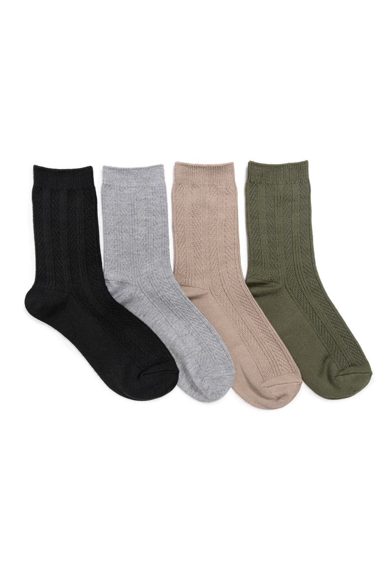 Women's 4 Pair Pack Lume Soft Crew Socks, Main, color, Neutral
