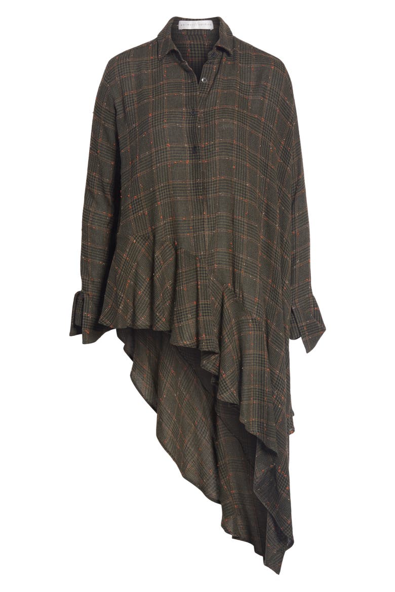 Asymmetrical Ruffle Blouse, Alternate, color, CROCODILE CHECK