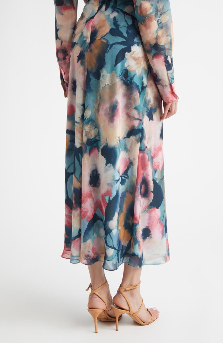 Lela Rose Abstract Floral Chiffon A-Line Skirt, Alternate, color, Mist Multi
