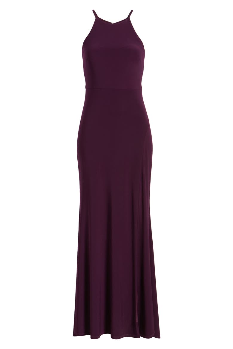 Halter Neck Gown, Alternate, color, EGGPLANT