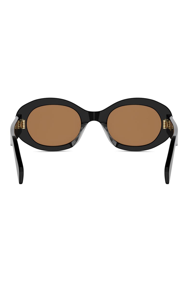 Triomphe 52mm Oval Sunglasses, Alternate, color, SHINY BLACK / ROVIEX