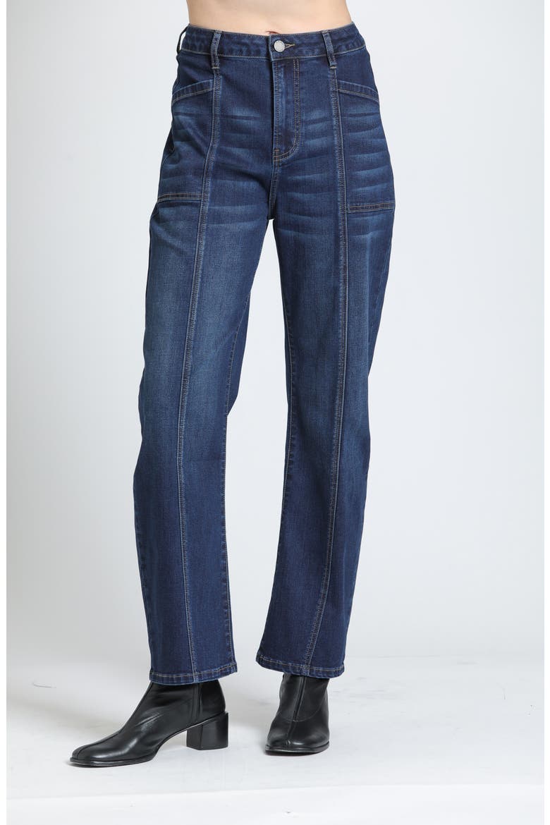 Seamed High Waist Barrel Leg Jeans, Main, color, MIDNIGHT INDIGO