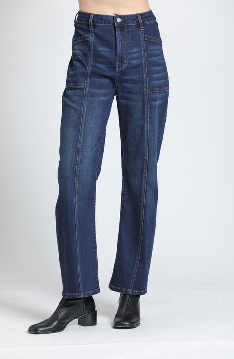 Seamed High Waist Barrel Leg Jeans