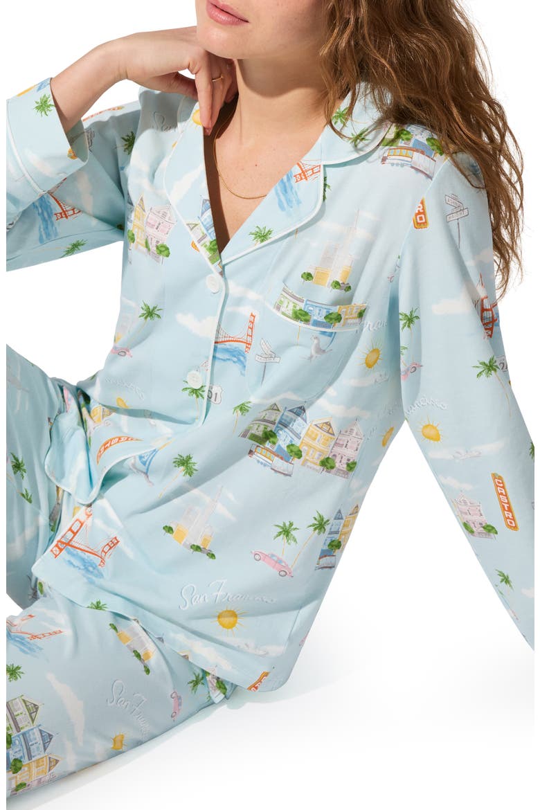 Print Jersey Pajamas, Alternate, color, CITY BY THE BAY