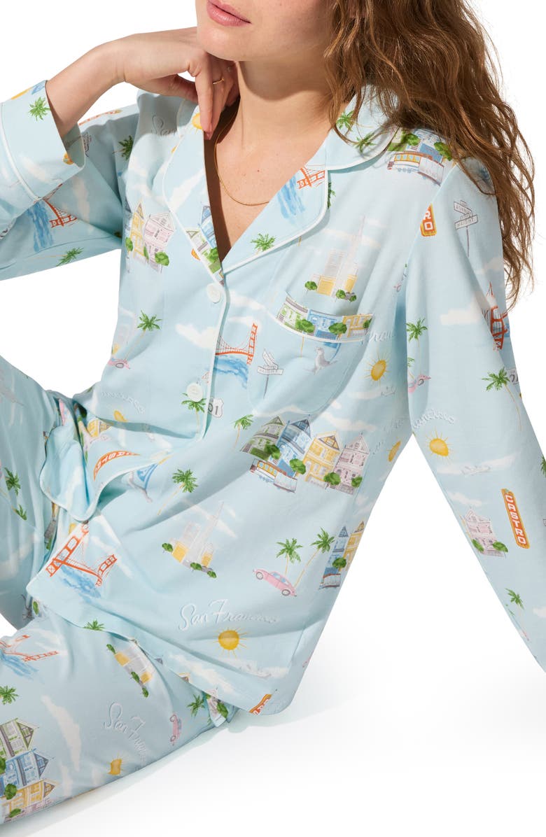 BedHead Pajamas Print Jersey Pajamas, Alternate, color, City By The Bay