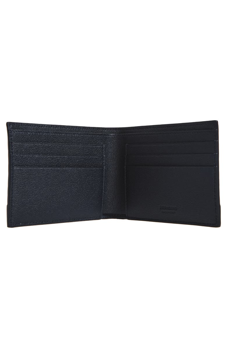 FERRAGAMO Gancio Embossed Leather Bifold Wallet, Alternate, color, Bluemarine