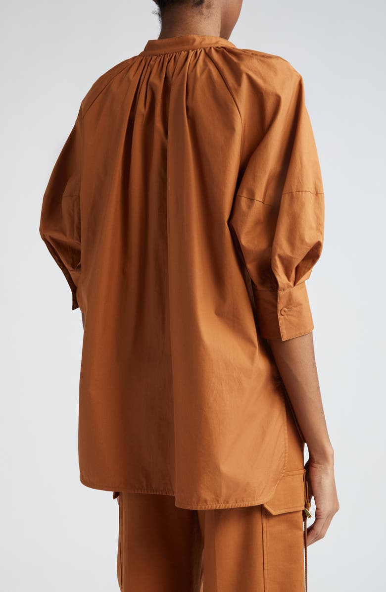Max Mara Carpi Lantern Sleeve Cotton Poplin Top, Alternate, color,