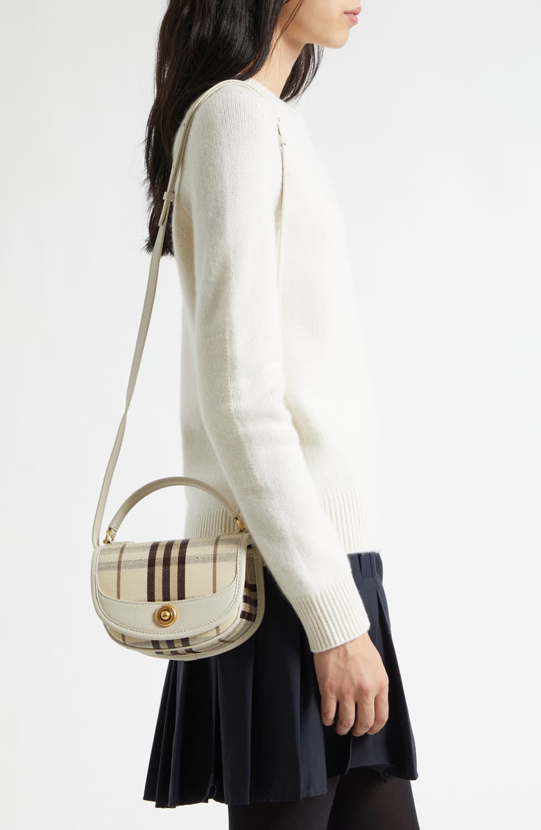 Burberry Mini Highlands Coated Canvas Handbag, Alternate, color, Light Beige