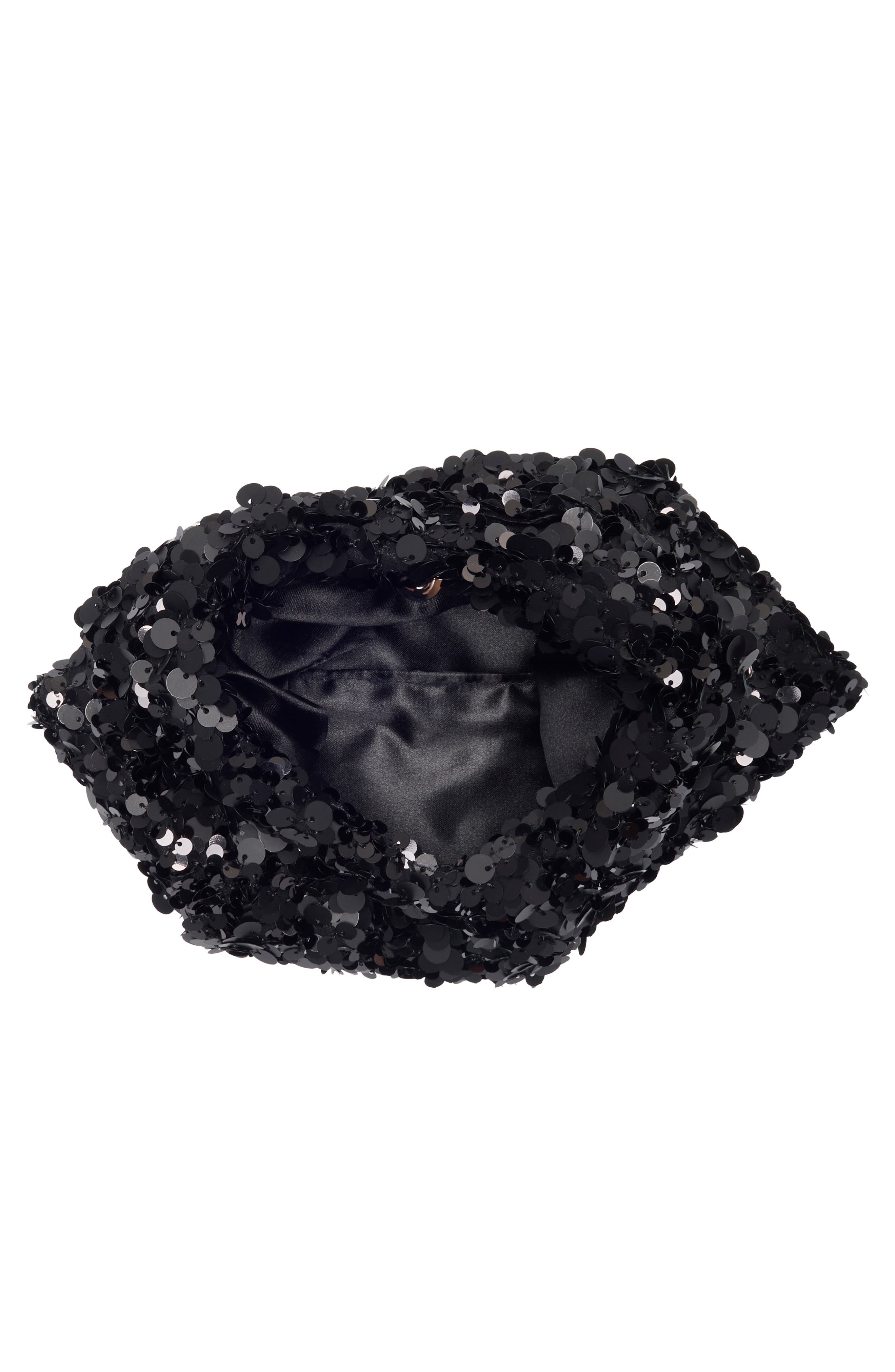 Jessica McClintock Fern Sequin Clutch, Alternate, color, Black