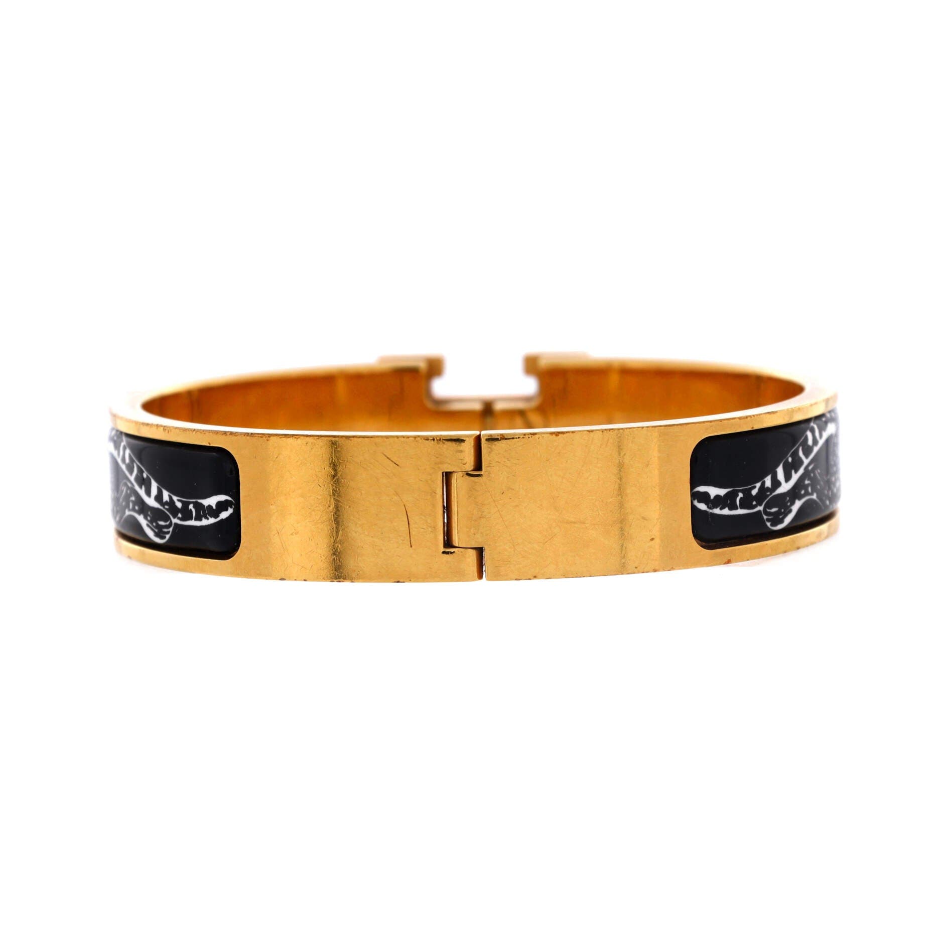 Pre-Owned Hermes Clic H Bracelet Printed Enamel Extra Narrow, Alternate, color, Print