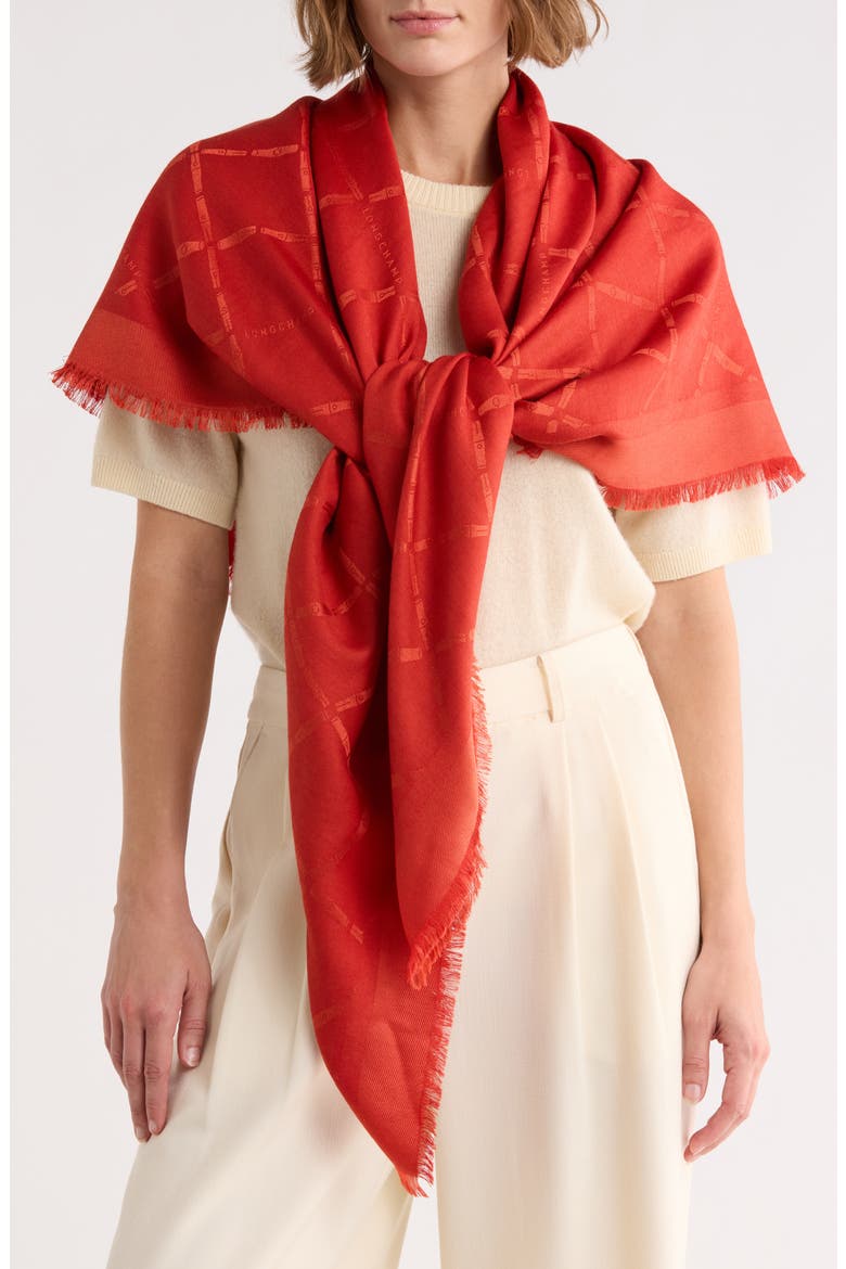 Logo Jacquard Scarf, Main, color, BURNT RED
