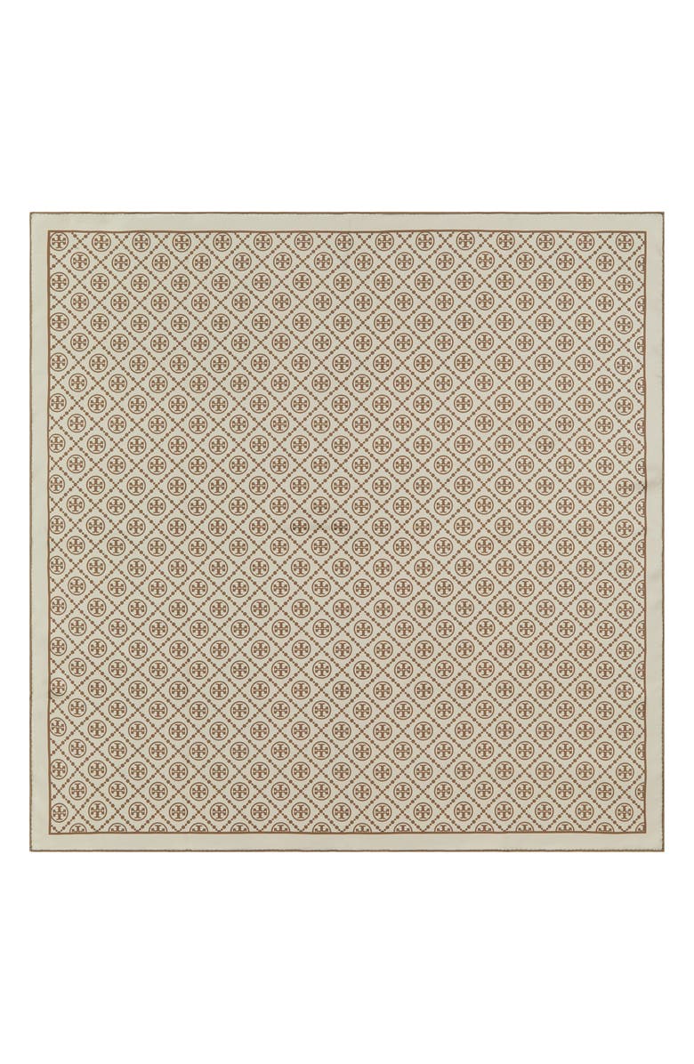 Tory Burch Monogram Double Side Square Silk Scarf, Alternate, color,