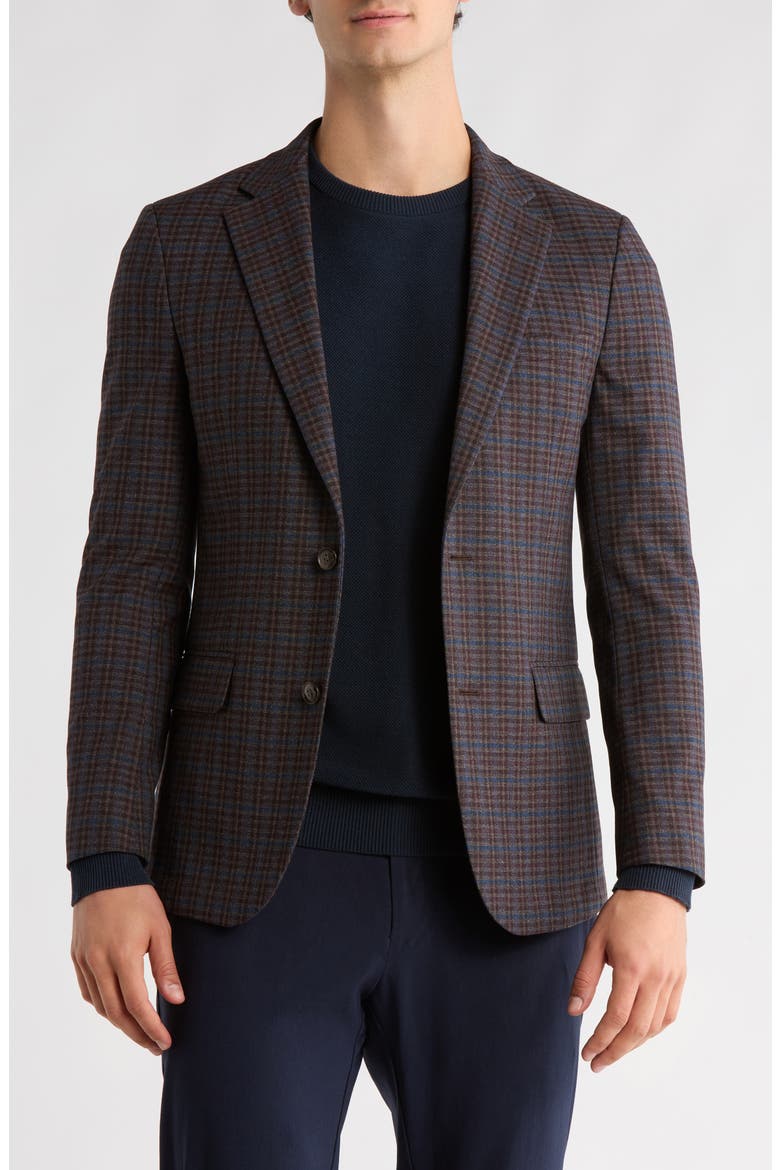Plaid Two-Button Sport Coat, Main, color, BROWN/ BLUE