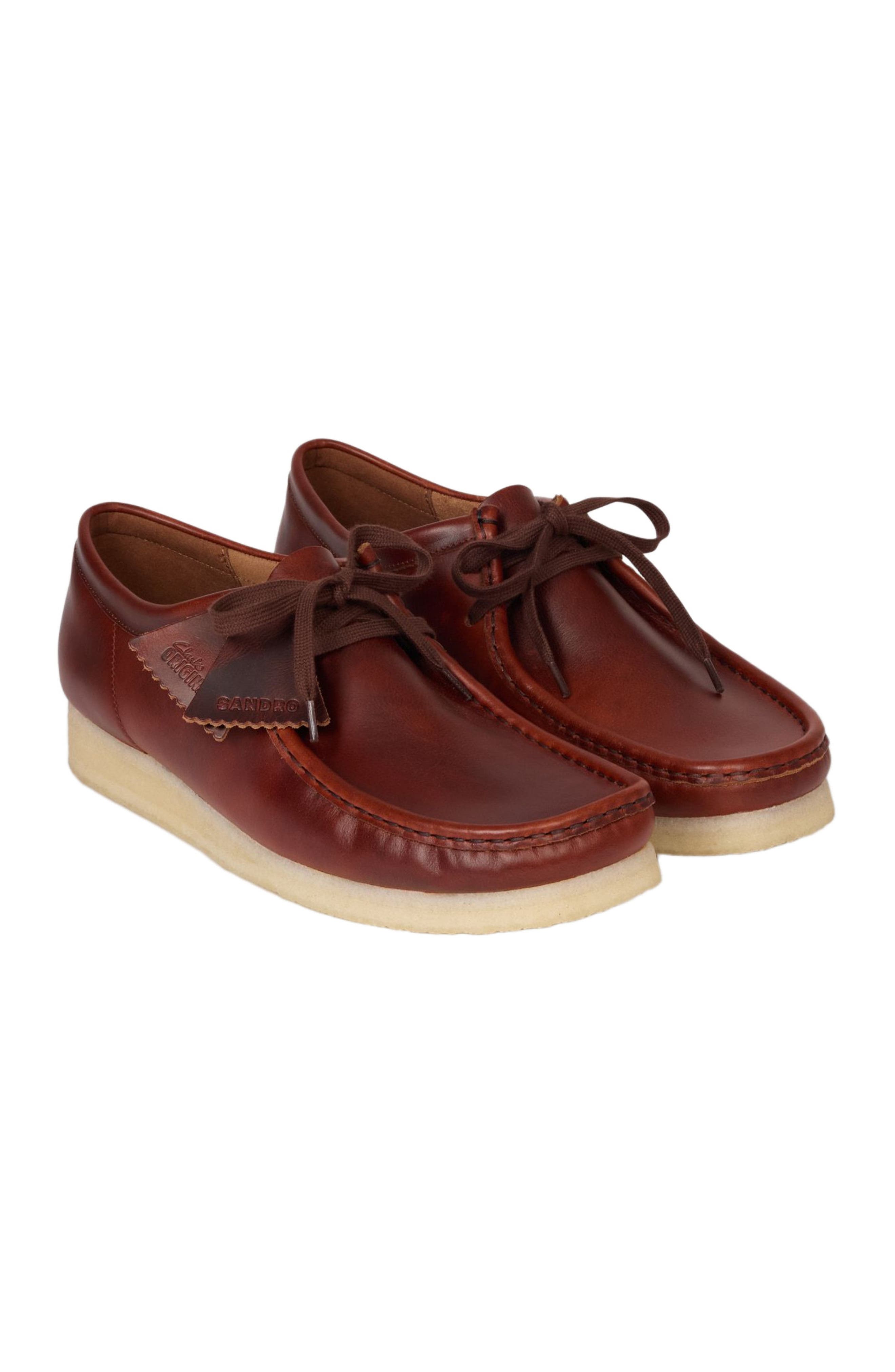 SANDRO Leather Wallabee derbies, Alternate, color, Cognac