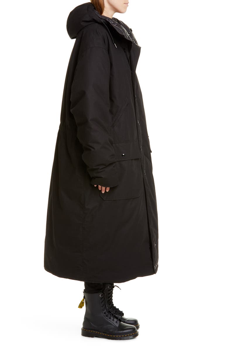 R13 Long Hooded Down Puffer Coat, Alternate, color, 