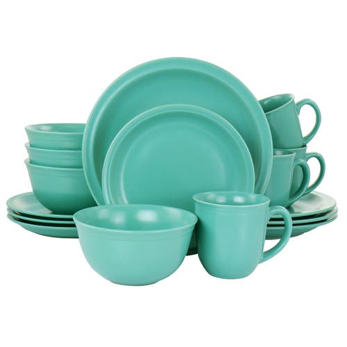 Gibson Home 16 Piece Siam Stoneware Dinnerware Set In Green