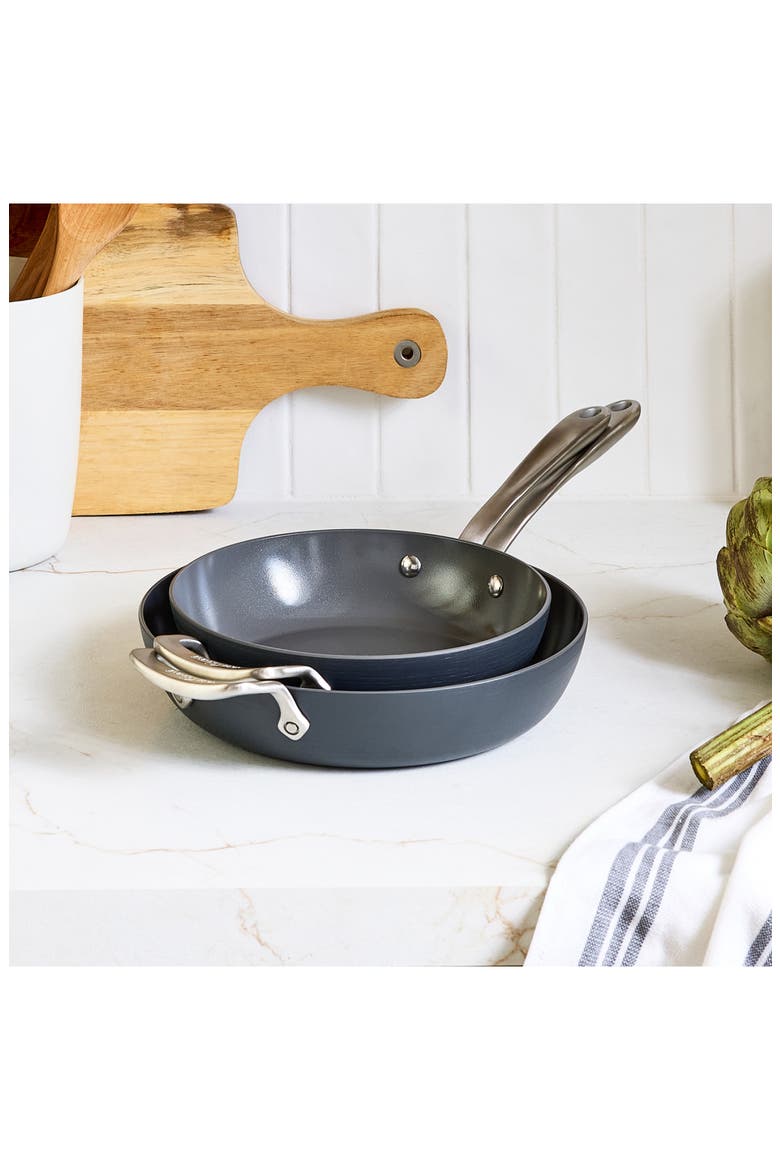 HA1 Ceramic Nonstick 2-Piece Fry Pan Set, Alternate, color, GRAY