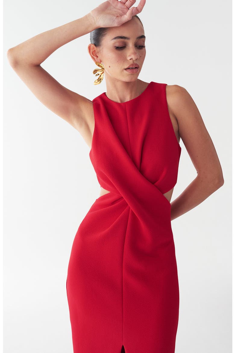 Newark Midi Dress, Alternate, color, Poppy Red
