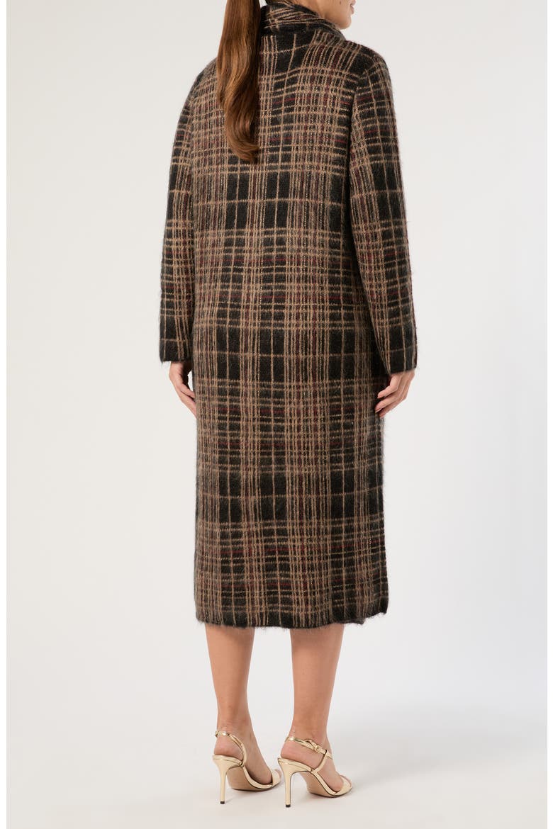 Teiera Plaid Long Cardigan & Scarf Set, Alternate, color, HAVANA BLACK
