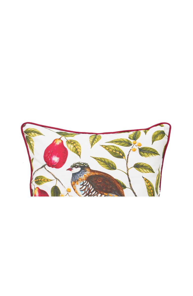C&F Home Partridge In A Pear Tree Printed 100% Cotton Christmas Accent Throw Pillow 18" x 18", Alternate, color, Red